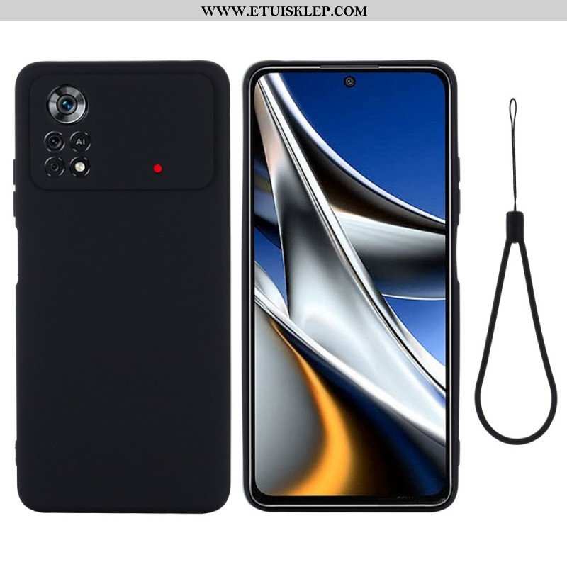 Etui do Poco X4 Pro 5G z Łańcuch Płynny Silikon W Paski